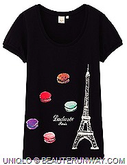 UNIQLO UT Laduree Macarons Singapore ladies t-shirts Spring Summer 2013 collection French patisserie delicious  macarons, confectioneries, Paris Eiffel Tower, tres chic Parisian culture pop art designs Chic French poodle ION Orchard