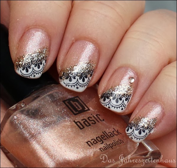 0 French Nail Art Baroque Gold Glitter 5