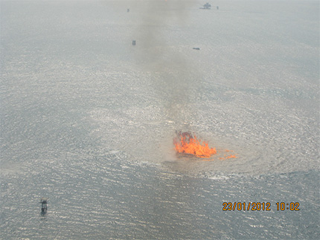 The KS Endeavor fire at the Funiwa Field in Nigeria on 23 January 2012. Chevron