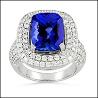 Cushion Tanzanite and Diamond Ring Cushion Tanzanite and Diamond Ring