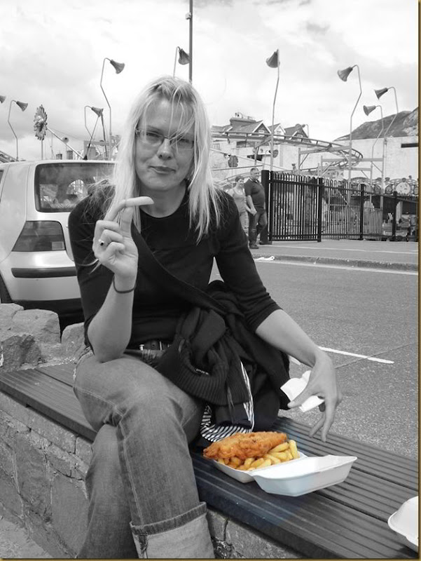 Vera models fish and chips Vera models fish and chips