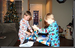 Opening the first present