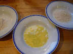 Flour, egg, and panko breadcrumbs