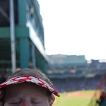 Wearing her MLB sun visor