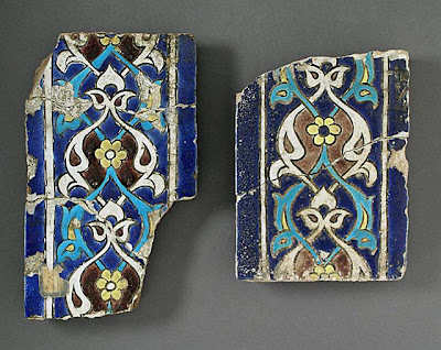 Tiles | Origin: Turkey | Period: second quarter of 15th century | Collection: The Madina Collection of Islamic Art, gift of Camilla Chandler Frost (M.2002.1.242a-d) | Type: Ceramic; Architectural element, Earthenware, glaze-painted, b) Height: 5 13/16 in. (14.76 cm); b) Width: 9 3/4 in. (24.77 cm); b) Depth: 1 1/16 in. (2.6988 cm)