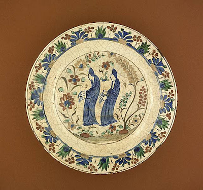 Plate Northwestern Iran, probably Kubachi Plate, 17th century Ceramic; Vessel, Fritware, underglaze painted, 2 1/2 x 13 3/8 in. (6.35 x 33.97 cm) The Nasli M. Heeramaneck Collection, gift of Joan Palevsky (M.73.5.244) Art of the Middle East: Islamic Department.