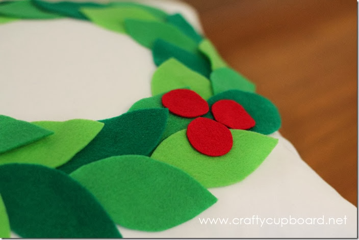 Holly Wreath Pillow with Berries Holly Wreath Pillow with Berries