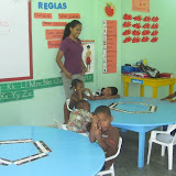 PreK 4 learning about rules of the class (and Erickson cant help but throw up his hang ten).