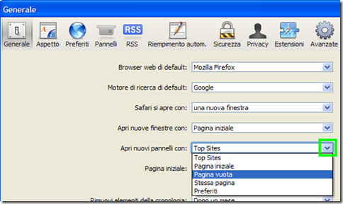 Safari Apri nuovi pannelli con Safari Apri nuovi pannelli con