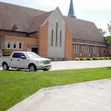 The parking lot at the First Reformed Church in Pella