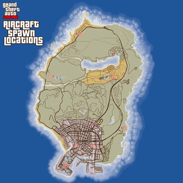 gta online aircraft spawns map 00b