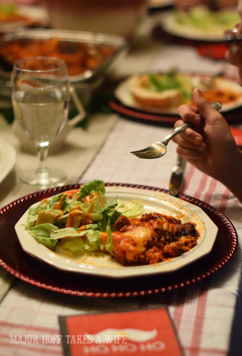 Easy and low key holiday dinner with Stouffers Lasagna. Stouffer's Party Size Lasagna's go great with this Dark Chocolate Peppermint Pie made from a Nestle Toll House dark chocolate peppermint cookie crust. Make your Holiday Entertaining super simple with these ideas. You won't want to miss them! Easy and low key holiday dinner with Stouffers Lasagna