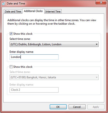 Jendela "Date and Time" di Windows 7