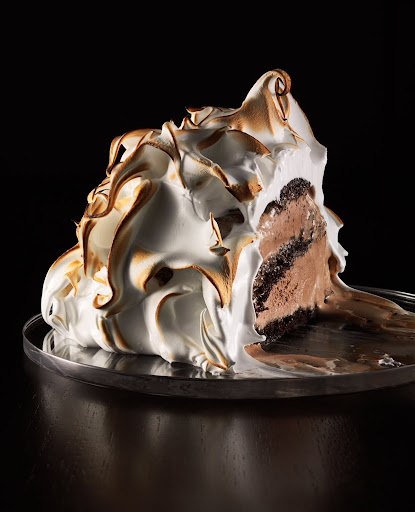 Baked Alaska with chocolate cake and chocolate ice cream. (Martha Stewart Living)