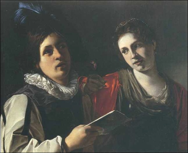 Nicolas Tournier, Jeune fille offrant des fleurs Nicolas Tournier, Jeune fille offrant des fleurs
