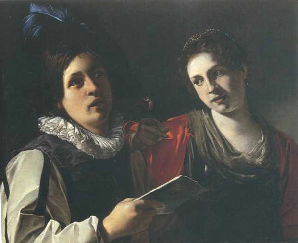 Nicolas Tournier, Jeune fille offrant des fleurs