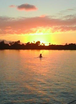 Fiji, kayak in the sunset