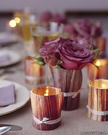 Wrapped in dried corn husks, votives cast a soft glow and serve as an elegant addition to your fall table. http://www.marthastewart.com/273502/cornhusk-votives Wrapped in dried corn husks, votives cast a soft glow and serve as an elegant addition to your fall table. http://www.marthastewart.com/273502/cornhusk-votives
