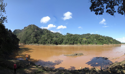 Another riverside panorama. Thats our boat in the bottom left corner - we had to stop here to sign the national park guest register.