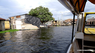 Entering the flooded city of Iquitos, Peru.