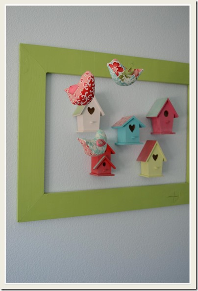 Framed Bird Houses and Hanging Birds 2