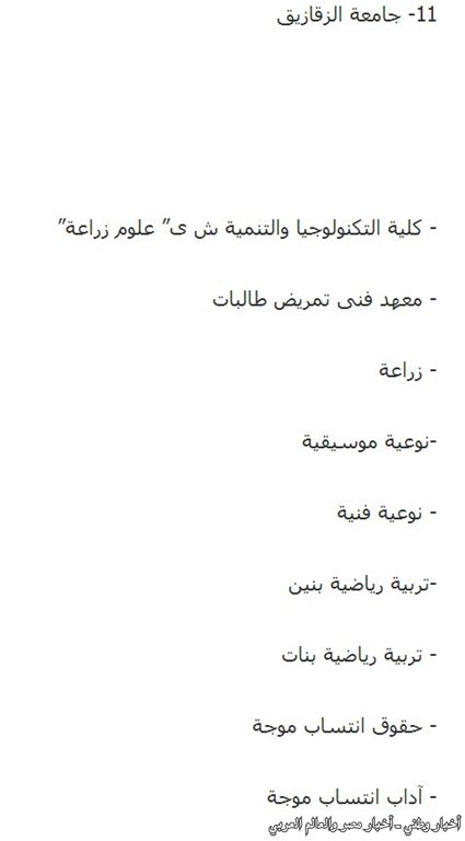 الأماكن والكليات المتبقية في المرحلة الثالثة من تنسيق الجامعات والمعاهد لعام 2013