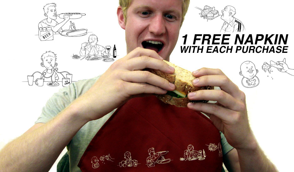 Jared from Betabrand looking outrageously sexy, slobbering over a sandwich while modeling the Gluttony Pants by Betabrand. The first in the 7 sins series, these pants are made for the overeater in all of us.