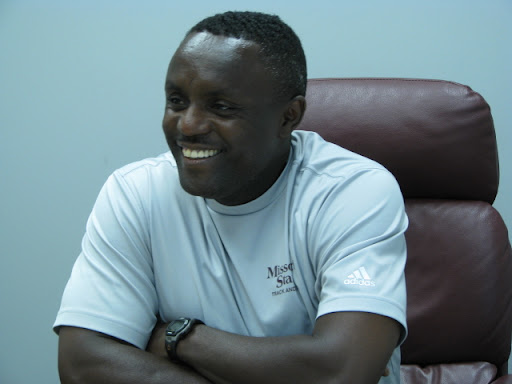 Ron Boyce, originally from Barbados, is the head track coach at MSU.  He said in developing nations, neighbors tend to be closer because they need each other and rely on each other more than they do in the United States. (photo credit: Sam Senovich)