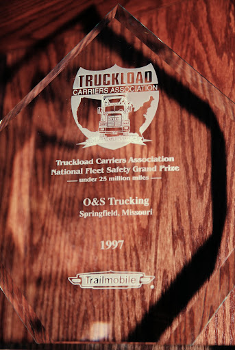 This is one of the many awards on display in the lobby of O&S Trucking. (Photo Credit: Alex Crowder)