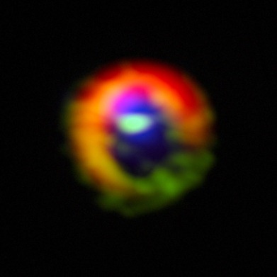 disco e fluxo de gás visto pelo ALMA