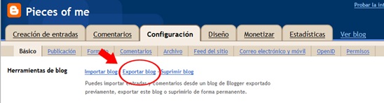 Exportar blog