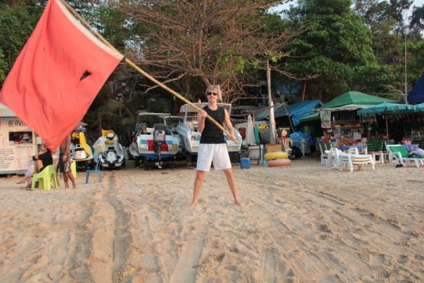 Alex Lesli With Ussr Flag On Beach, Alex Lesley
