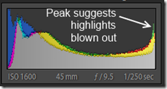 Histogram from the EV=-0.5 photo