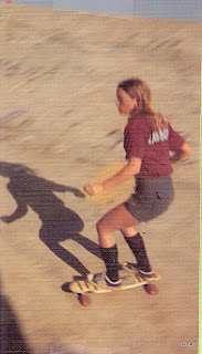 Using a slalom board at the Carlsbad Skatepark.