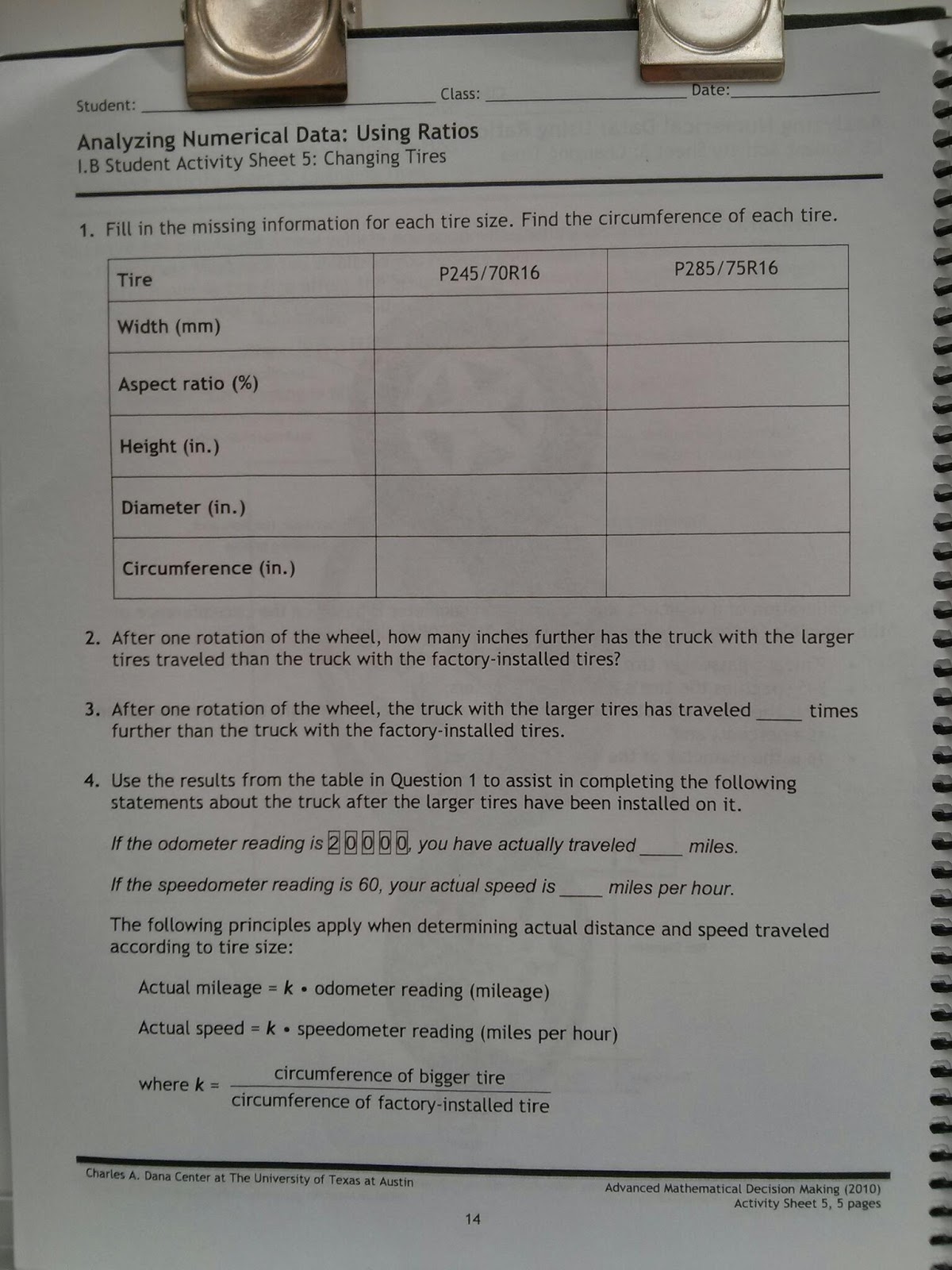 mathwithmcgrath aqr changing tires advanced mathematical decision making 2010 activity sheet 6 answer key