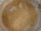 Bulgur soaking in hot water-1/2 cup dried will yield about 1 1/4 cups.