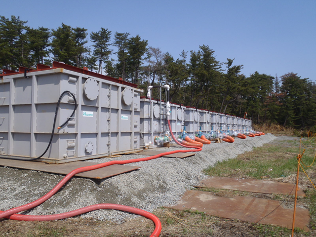 Fukushima Daiichi Nuclear Power Station temporary storage tanks (for the purpose of low level radioactive materials in Unit 5 and 6), 4 May 2011. Location: Storage Area (North Side)