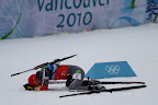 German skiier collapsed after her leg of the relay