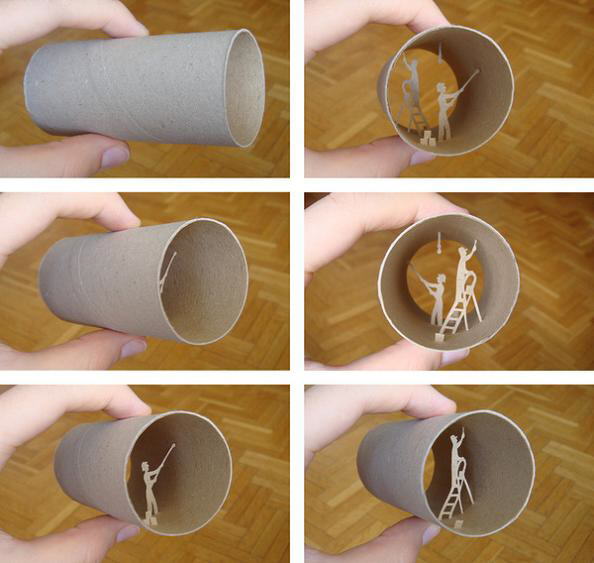 Fantastic scenes inside empty toilet paper rolls by Anastassia Elias