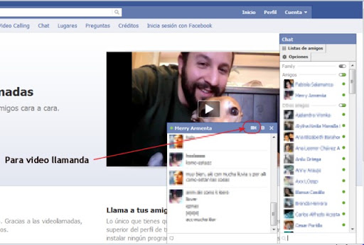 videollamada en Facebook