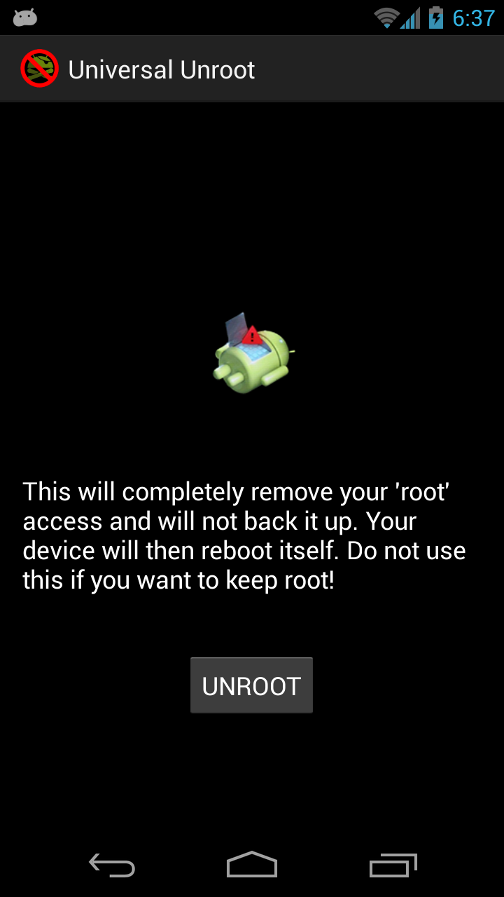 Android application Universal Unroot screenshort