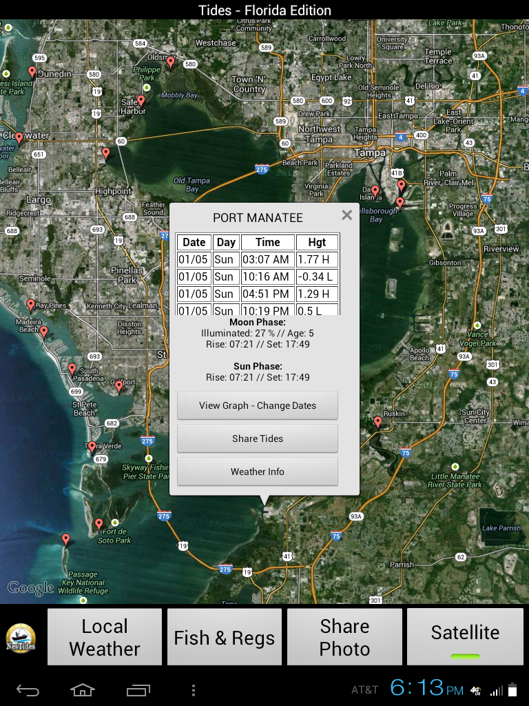 Android application Florida Tides &amp; Weather screenshort