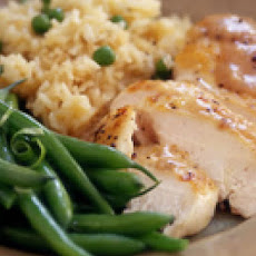 Chicken with Apple Gravy, Rice Pilaf and Green Beans