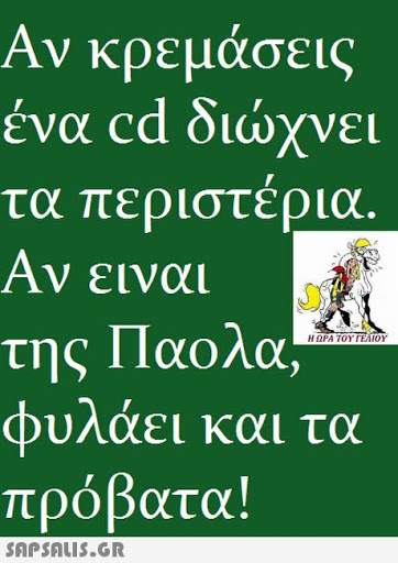 Αν κρεμάσεις ένα cd διώχνει τα περιστέρια Av ELvou της Παολο, φυλάει και τα πρόβατα! Η ΩΡΑ ΤΟΥ ΓΕΛΙΟΥ 