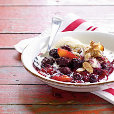 Berry-Peach Cobbler with Sugared Almonds