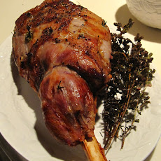 Herbed, roast leg of lamb