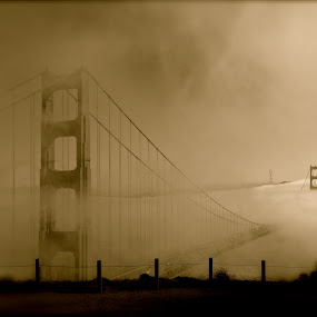 Floating Bridge by Jeff Steiner - Buildings & Architecture Bridges & Suspended Structures ( golden gate bridge, fog, san francisco )
