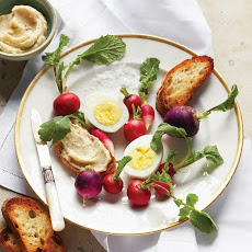 Hard-Cooked Eggs with Radishes and Anchovy-Butter Crostini