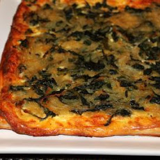Mustard Greens Tart with Caramelized Onions and Gruyere