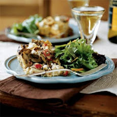 Mushroom, Roasted Red Pepper, and Goat Cheese Bread Pudding